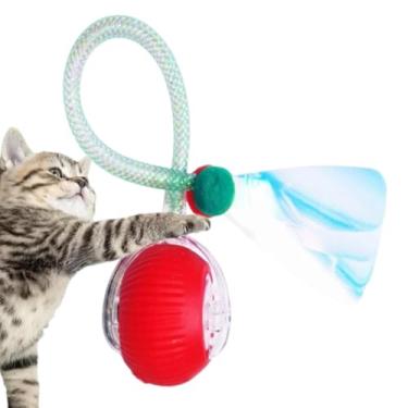 Imagem de Brinquedo interativo para cães com bola rolante, brinquedo elétrico para cães com bola - Brinquedo para cachorro bola rolante com cauda de malha elástica brinquedo automático para gato | Brinquedos in