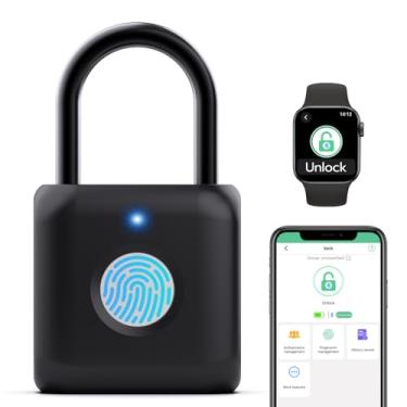Imagem de Keylesslife Cadeado de impressão digital, controle de aplicativo de cadeado inteligente, trava de armário de academia, trava de impressão digital recarregável por USB para armário de academia, armário
