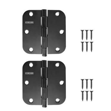 Imagem de Dobradiças de porta pretas de 8,89 cm, dobradiças de extremidade de aço inoxidável com parafusos, dobra dupla para quarto e armário interno (2 peças)