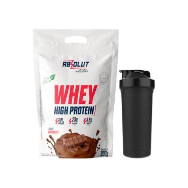 Imagem de Kit Whey Concentrado High Protein Adoçado com Stévia 900g + Coqueteleira Academia (Chocolate)