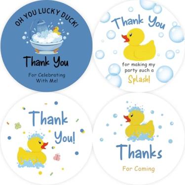 Imagem de 80 adesivos de agradecimento de pato, adesivos redondos de borracha para chá de bebê, etiquetas redondas de pato para lembrancinhas de festa temáticas de aniversário/chá de bebê