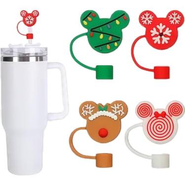 Imagem de HATOTO Capas de palha Stanley de Natal para Stanley Cup, topos de palha de inverno 3D para Stanley, topo de silicone de grau alimentício de desenho animado, tampa de canudos reutilizáveis de Natal