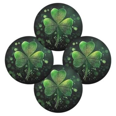 Imagem de ATTX Jogo americano redondo trevo verde para mesa de jantar, jogo americano de decoração do dia de São Patrício, tapetes para mesa de cozinha para 4#5