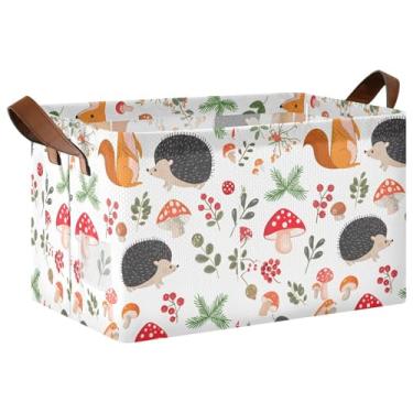 Imagem de SEHANY Cestas de armazenamento de cogumelos de ervas para prateleiras, tecido impermeável, dobrável, organizador de roupas, caixotes com alça organizadora de prateleiras, 1 pacote