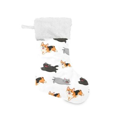 Imagem de GakkiGii Meia grande de Natal para cães e gatos, decoração de Natal para pendurar na parede da árvore da lareira, 45 x 31 cm