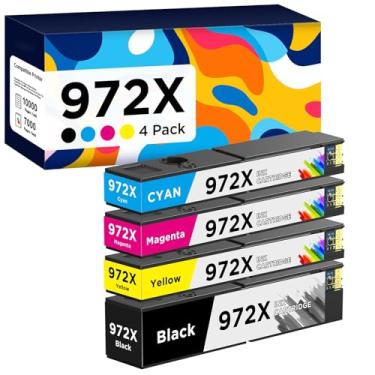 Imagem de belietop Pacote combo de cartuchos de tinta 972X compatível com impressoras HP 972X 972 X 972A de alto rendimento para impressoras PageWide Pro 477dw 577dw 452dw 477dn 452dn 577z 552dw P55250dw