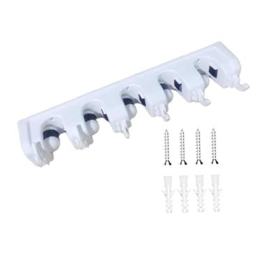Imagem de FytStycale Suporte de parede para vassouras, organizador de ferramentas de jardim, antiderrapante, fácil de usar, para guardar vassouras e esfregões, ideal para, Branco