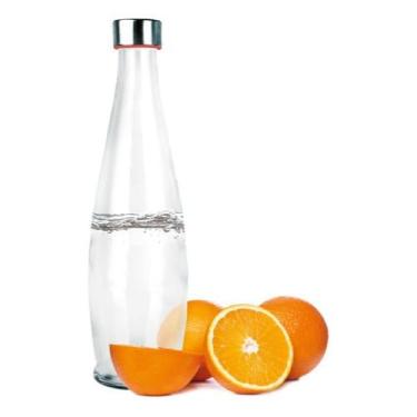 Imagem de Kit Com 2 Garrafas Vidro Transparente 1 Litro P/Geladeira Água Suco C/Tampa Inox (1)