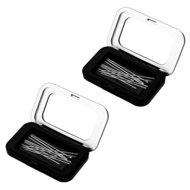 Imagem de 2pcs Estojo Magnético Agulhas, Caixa Armazenamento Alfinetes Costura Resistente com Tampa Transparente Portátil Porta-Agulhas para Artesanato Grampos Cabelo Clipes Papel (Preto)