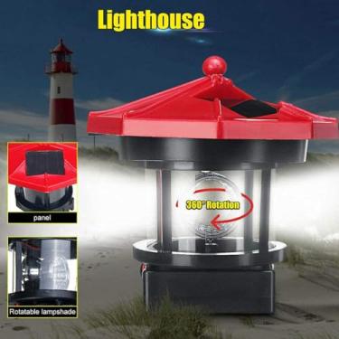 Imagem de YWBL-WH Farol Giratório LED, Luz de Jardim Movida a Energia Solar Com Sombra de 360 ​​graus, Ideal para Decoração Ao Ar Livre (#84)