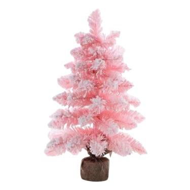 Imagem de Árvore de Natal rosa de 30 cm, mini árvore de mesa flocada artificial para decoração de Natal em casa, planta artificial (30 cm)