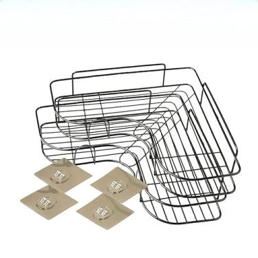 Imagem de Prateleira de Parede em Metal Antiferrugem – Organizador Montável Sem Furos com Adesivo Forte para Cozinha e Banheiro | 2 Tamanhos | Presente de Natal(combinação 1 Unid)