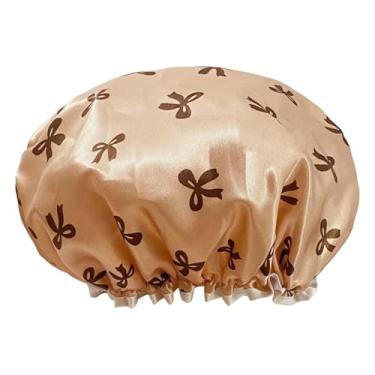 Imagem de ChuYiElegance Touca de Banho com Dupla Camada de Proteção para Cabelo e Cabelo, Ideal para Uso em Salões de Beleza e Hotéis, Ouro