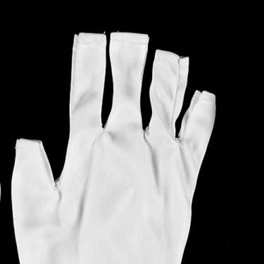 Imagem de Yinhing Luva Elástica Sem Dedos de Malha Branca Luvas Profissionais para Manicure Uso Em Salão de Beleza Trabalho Design Elegante Ajuste Confortável Aplicação Versátil para Nail Art (Longo)