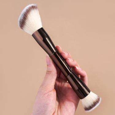 Imagem de Um pincel de maquiagem multifuncional, cerdas macias e fofas, ideal para misturar o rosto, blush e maquiagem dos olhos (café)