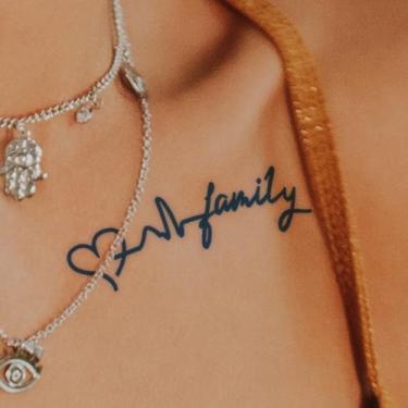 Imagem de Suco de ervas semipermanente escrito à mão padrão de assinatura 7-14 dias sem derramamento não reflexivo clavícula braço pulso ombro pescoço perna ombro pescoço dedo corpo adesivo tatuagem impermeável