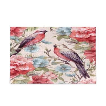 Imagem de Coikll Quebra-cabeça de 500 peças para adultos, peças de quebra-cabeça de pássaros de jardim se encaixam perfeitamente, 52 x 37,8 cm