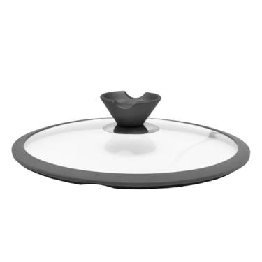 Imagem de Tampa de Vidro Temperado Ø24cm com Borda de Silicone Antiderrapante – Universal para Panelas e Frigideiras