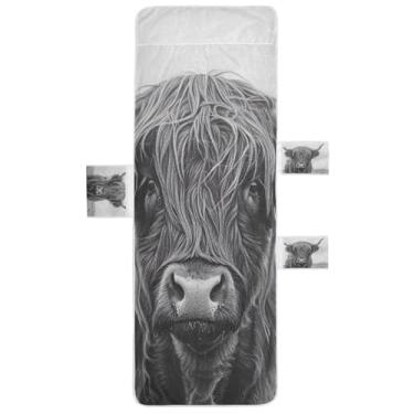 Imagem de STAYTOP Linda capa de toalha de cadeira de sala de estar cinza Highland, capa macia para espreguiçadeira, capas de cadeira de praia com bolsos para jardim ao ar livre, pátio, pátio, banhos de sol