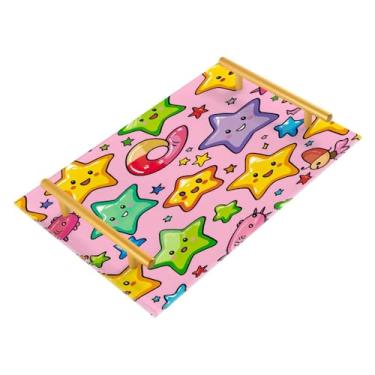 Imagem de Wassud Bandeja de banheiro com desenho animado estrelas, bandejas de perfume, alça de maquiagem, cômoda, quarto, cozinha, mesa, 30 x 20 cm
