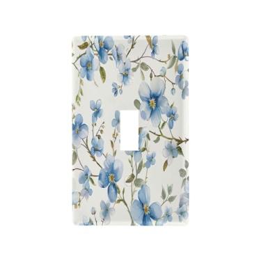 Imagem de Wassud Placa decorativa para interruptor de luz com pintura azul aquarela para tomadas elétricas, interruptor único, 11 x 7 cm