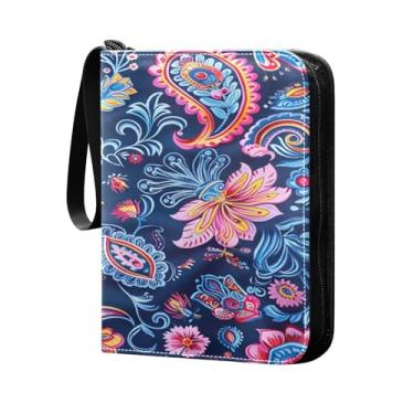 Imagem de Wassud 4 bolsos fichário azul floral padrão comporta 400 cartões padrão, álbum TCG CCG MTG à prova d'água, presentes para colecionadores, meninos e meninas