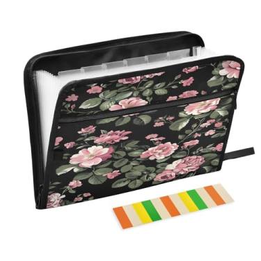 Imagem de CEBUGI Pasta expansível de 13 bolsos, impermeável, sanfonada, organizador de arquivos com etiquetas tamanho A4, organizador de documentos de papel para escola, material de escritório, rosa pequena