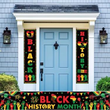 Imagem de Remagr Decorações do mês da história negra, faixa de porta da frente, orgulho preto, banners de junho, cabine fotográfica afro-americana, dia Mlk para quintal ao ar livre, placa de porta da frente
