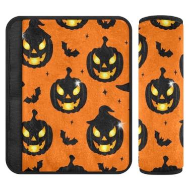 Imagem de Burbuja Abóboras com rostos brilhantes almofadas de cobertura de cinto de segurança de carro macio confortável protetor de cinto de segurança de carro para alça de ombro de assento, 1 par pequeno