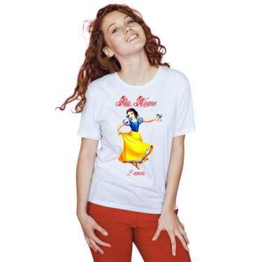 Imagem de Camiseta Branca de Neve Pássaro Camisa Personalizada Blusa Infantil e 