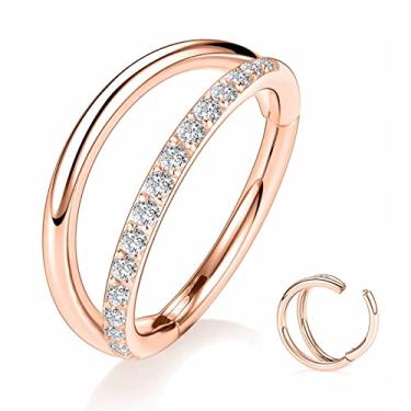 Imagem de Yrogcu 20G 18G 16G 14G argola única/dupla de aço inoxidável sem costura articulada-piercing segmento-argola de nariz-argola: diâmetro 6mm 8mm 10mm 12mm brincos de cartilagem, Aço inoxidável, Zircônia cúbica