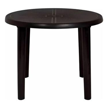 Imagem de Mesa Plástica Redonda Desmontável Preta Mor