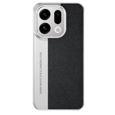 Imagem de HAOMRIYL Capa para Oppo Find X9/X9pro, capa de telefone de proteção à prova de choque com revestimento fino de couro para negócios PC emenda à prova de choque, preta, X9