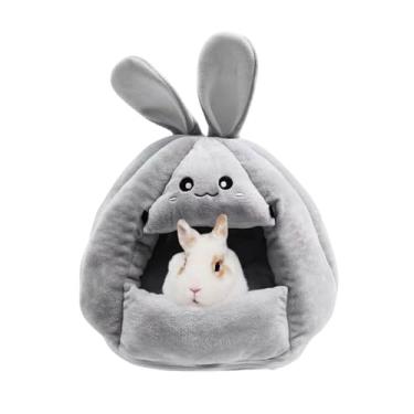 Imagem de Copfeu Cama esconderijo de porquinho-da-índia – Casa pequena para animais de estimação com fundo removível para coelhos, chinchilas, furões – pelúcia grossa, caverna aconchegante e quente, couro fácil