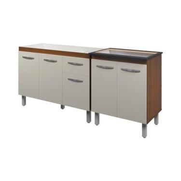 Imagem de Armário Cozinha Gabinete pia de 120 cm Anitta com Balcão Cooktop 5 boc