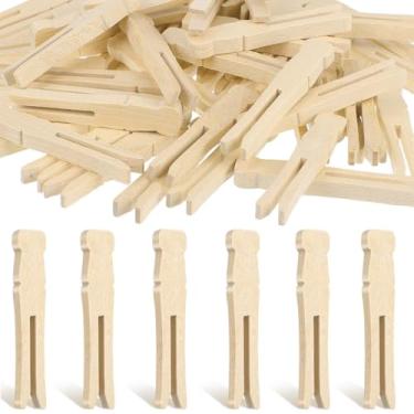 Imagem de UKCOCO 50 peças de pinos de madeira para roupas resistentes, grampos de roupas vintage à prova de vento para varal ao ar livre, artesanato, secagem de roupa e organização doméstica