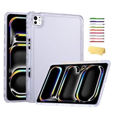 Imagem de Capa para iPad Pro 27.9 cm M4 2024 (modelo: A2836/A2837/A3006) com suporte para lápis, capa de TPU macio e leve e transparente e capa traseira rígida à prova de choque de canto protetor antiderrapante