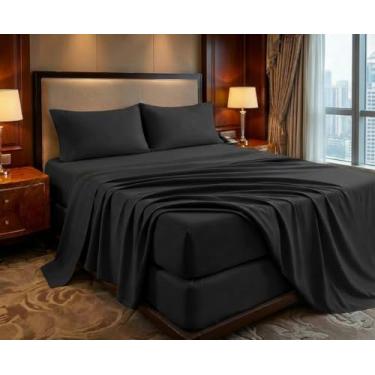 Imagem de Tokokimo Jogo de lençol Queen com bolso extra profundo – Jogo de cama de microfibra ultramacia de 4 peças, lençol de elástico Queen de luxo com bolso lateral duplo - sem rugas, desbotamento