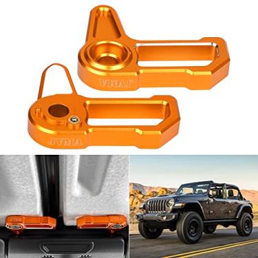 Imagem de JVMA Freedom Panel Latch Hardtop Removedor de telhado Alça para Jeep Wrangler JL JLU 2018 2019 2020 2021 2022 2023 2024 e Jeep Gladiator JT Acessórios Interiores de Alumínio Laranja, Pacote com 2