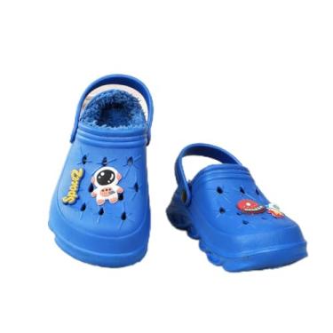 Imagem de Tamancos infantis forrados com lã – Pantufas quentes de inverno de pelúcia com orifícios respiráveis, presentes perfeitos de Natal e aniversário, Azul, 10-10.5 Little Kid