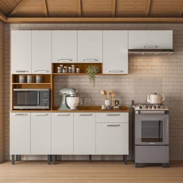 Imagem de Armário De Cozinha Completa 254cm Vegas Off White Madeira Itatiaia