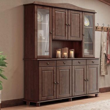 Imagem de Armário Cristaleira 8 Portas 4 Gavetas Rubi Café Madeira Pinus - Finestra