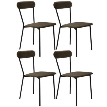 Imagem de Kit 04 Cadeiras Estofada Para Sala De Jantar Liora Preto C01 Veludo Ma