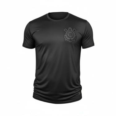 Imagem de Camisa Casual Corinthians All Black Logo Bordado Oficial