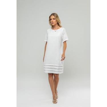 Imagem de Vestido Curto Com Pregas Na Barra Branco Salvatore, P