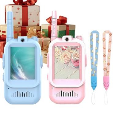 Imagem de Walkie-Talkies De Vídeo Para Crianças,2 Unidades De Rádio Infantil - Com Ecrã e Recarregável | Para Meninos e Meninas de 3 a 12 Anos Jogo Familiar Interior e Exterior