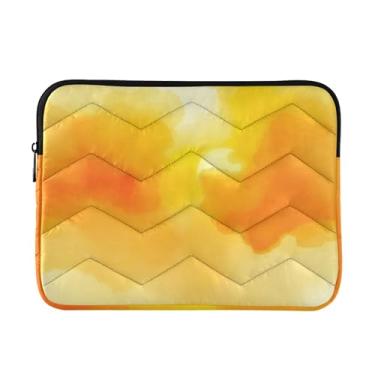 Imagem de Capa acolchoada para laptop laranja amarela aquarela à prova de choque capa protetora para notebook 15,5