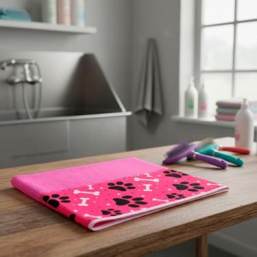 Imagem de Kit 5 Toalha de Banho Pet Shop Splash Alta Absorção Seca Rápido, Macia e Lavável Pink