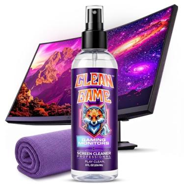 Imagem de Limpador de monitor de jogos Clean Spray e pano de microfibra 227 g, limpador de tela de computador sem riscos Spray e pano para jogos de TV, computador, telefone, iPad, kit de limpeza de laptop