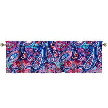 Imagem de mvhsuoem 1 peça de cortinas de cozinha Paisley para janelas de cozinha cortinas de arte de fazenda decoração sobre pia 45,7 x 137,2 cm